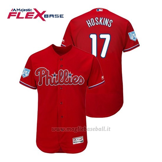 Maglia Baseball Uomo Philadelphia Phillies Rhys Hoskins Flex Base Entrenamiento De Primavera 2019 Rosso